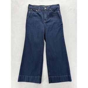 J.Crew '96 Denim Trouser Wide Leg Jeans Womens 30P Blue Dark Wash High Rise